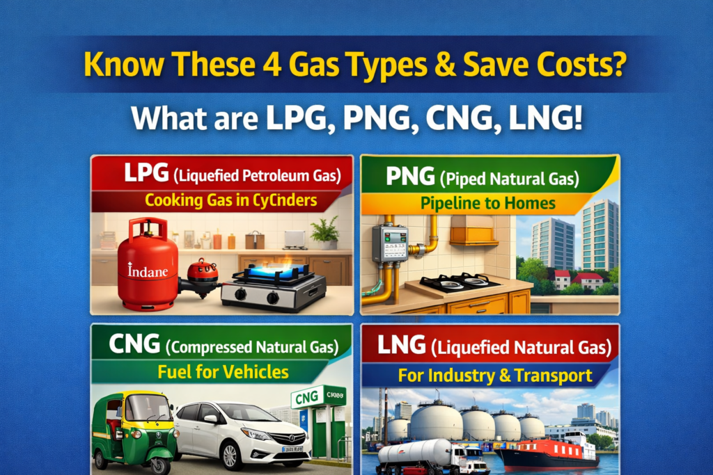 ఈ 4 Gas Types తెలుసుకుంటే ఖర్చు తగ్గుతుందా? అసలు ఏమిటి LPG, PNG, CNG, LNG!